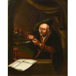After GERRIT DOU (1613-1675) Flemish Schoolmaster Cutting His Pen Oil on copper 18 x 23 cm,