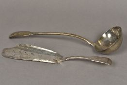 An early 19th century silver soup ladle, hallmarked London 1827,
