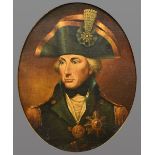 BRIAN COOLE (born 1939) Anglo-American Sir Horatio Nelson Oil on board Signed and tiled 39 x 49 cm,