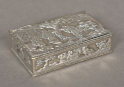 A 19th century Chinese silver snuff box, marks indistinct Of hinged rectangular form,