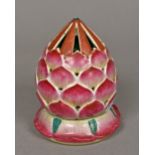 A Chinese porcelain censor and cover Worked as a lotus flower bud,