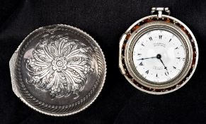 A silver verge pocket watch The white e