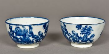 A pair of blue and white porcelain tea b