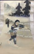 A Chinese scroll painting Decorated wit