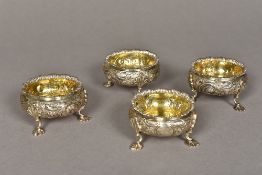 A set of four Victorian silver salts, ha