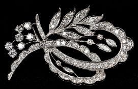 A diamond set platinum spray brooch Of