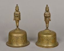 A pair of Eastern brass hand bells Each