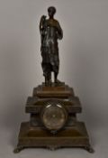 A 19th century patinated bronze mantel c