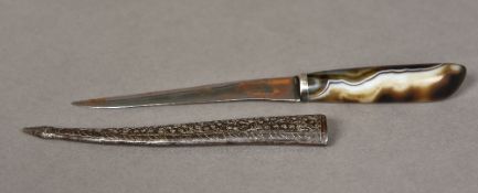 A 19th century agate handled dagger The