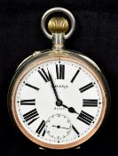 A large Omega eight day pocket watch Th