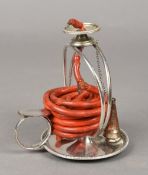 A George III silver plated wax jack