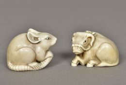 Two 19th century carved ivory netsuke O