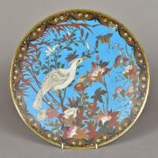 A Japanese cloisonne charger Decorated