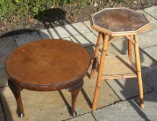 A bamboo side table and a coffee table