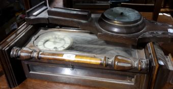 A 19th century Vienna wall clock and a barometer