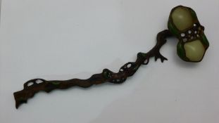 A jade mounted ruyi sceptre