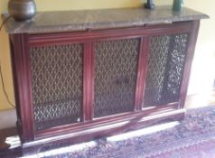 A Victorian radiator cover with marble top