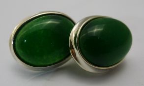 A pair of jade earrings