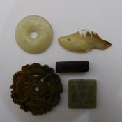 Five various pieces of jade