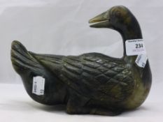 A Chinese hardstone model of a duck