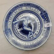A Dutch blue and white Amsterdam 1928 Olympics plate