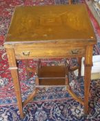 A Victorian inlaid rosewood envelope card table