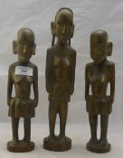 Three African carved hardwood figures