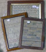 Three framed samplers