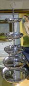 A chrome cake stand