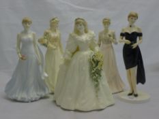 Five Coalport Princess Diana figurines,