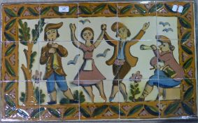 A Continental decorative tiled panel
