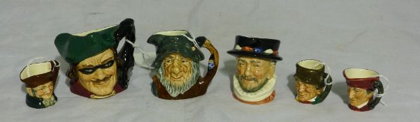 Six miniature Royal Doulton character jugs