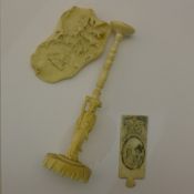 Three 19th century ivory items,