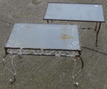 Two wrought iron conservatory tables