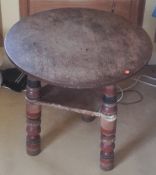 An African painted and hide covered coffee table