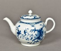 An 18th century blue and white porcelain teapot and cover,