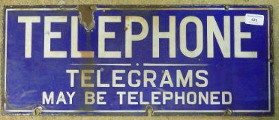 An early enamel telephone sign