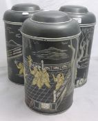 A set of three toleware jars