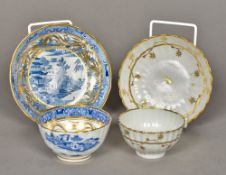 Four early 19th century coffee cans and saucers, one Crown Derby,