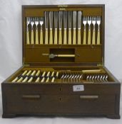 A Mappin & Webb oak cased canteen of silver plated cutlery