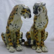 A large pair of ceramic leopards