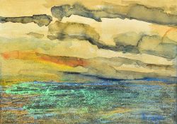 GERARD DUREAUX (1940-2014) French (AR) Nuages et Plaine Watercolour and pastel Signed 27 x 20 cm,