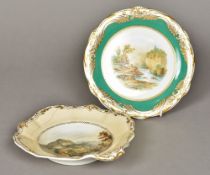 A 19th century Davenport cabinet plate Centrally decorated with Miller's Dale Dove Dale within a