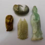 Four various pieces of jade