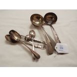 A selection of assorted silver spoons and ladels approx 8.