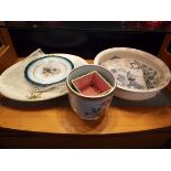 A Wedgwood 'Blossom' meat platter, a D&G 'Dahlia' washbowl,