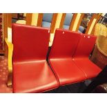 Three retro red faux leather John Lewis side chairs