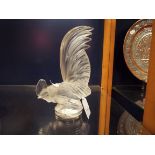 A modern Lalique frosted glass model of a Cockerel signed Lalique to the base Chips