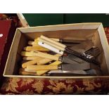 A selection of ivorine handled knives