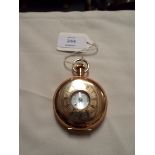 A Lever Brothers New York 14ct gold stiffened half hunter pocket watch,